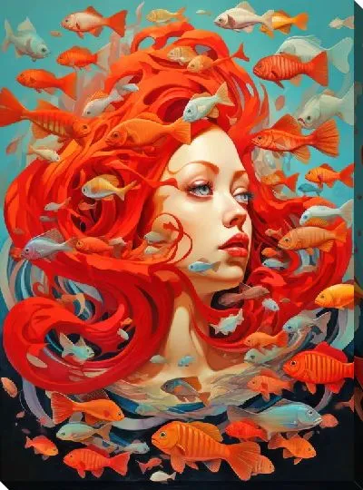 Картина маслом Рыба с арт стиле №111