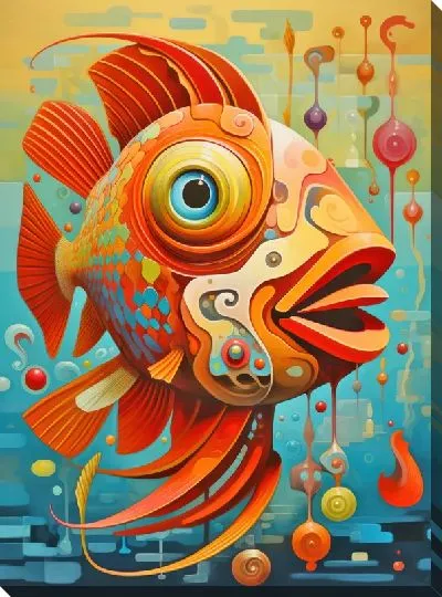 Картина маслом Рыба с арт стиле №113
