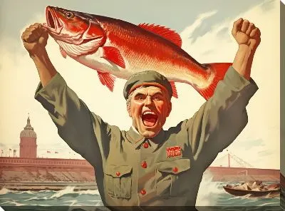 Картина маслом Рыба с арт стиле №114