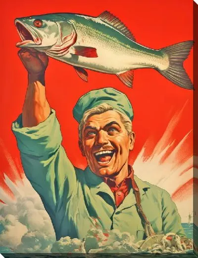 Картина маслом Рыба с арт стиле №116