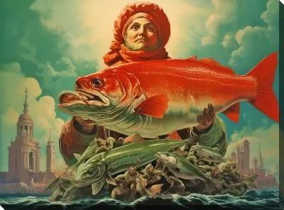 Картина маслом Рыба с арт стиле №117