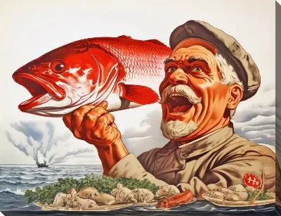 Картина маслом Рыба с арт стиле №118