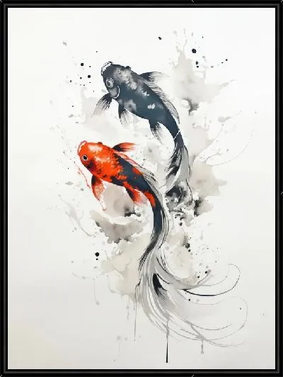 Картина Рыба в стиле суми-э №4