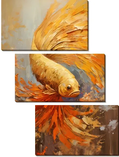 Модульная картина Золотая рыбка в стиле арт