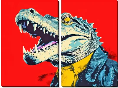Модульная картина Крокодил в стиле арт №1