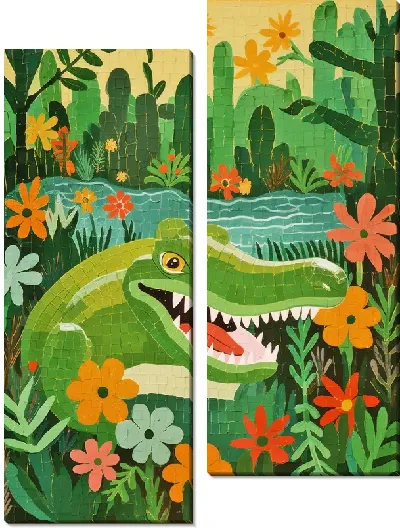 Модульная картина Крокодил в стиле арт №2