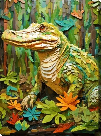 Картина маслом Крокодил в стиле арт №5
