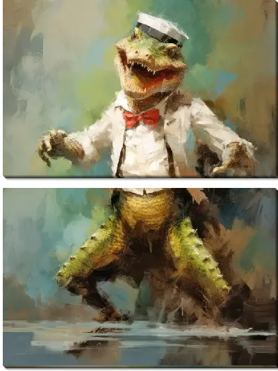 Модульная картина Танцующий крокодил