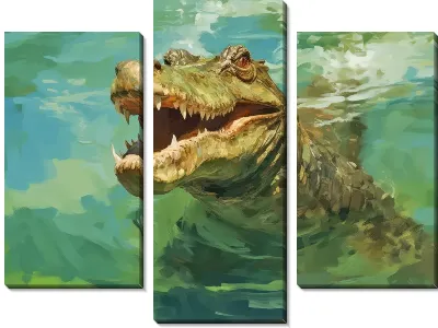 Модульная картина Крокодил в стиле арт №10