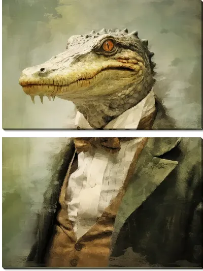 Модульная картина Крокодил в костюме