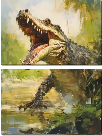 Модульная картина Крокодил в стиле арт №13