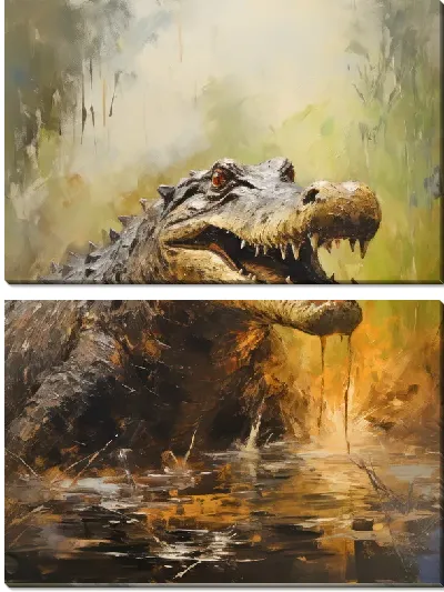 Модульная картина Крокодил в стиле арт №18