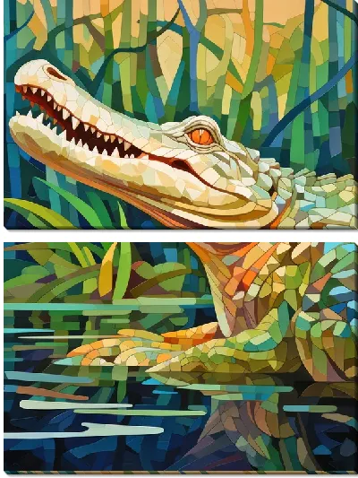 Модульная картина Крокодил в стиле арт №19