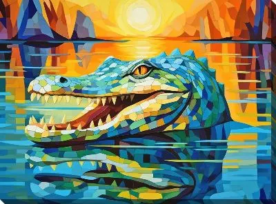 Картина маслом Крокодил в стиле арт №24