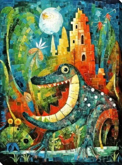 Картина маслом Крокодил в стиле арт №25