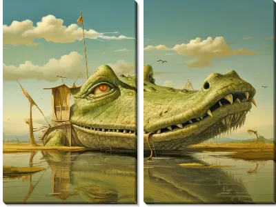 Крокодил в стиле сюрреаилизма