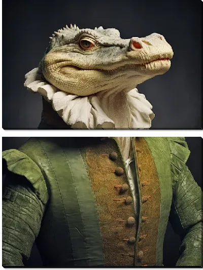 Модульная картина Крокодил в одежде №5