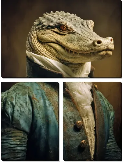 Модульная картина Крокодил в одежде №6