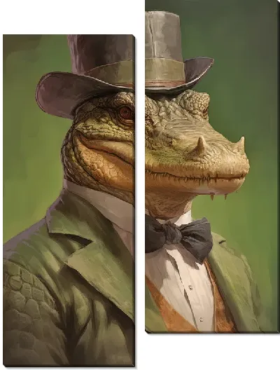 Модульная картина Крокодил в шляпе