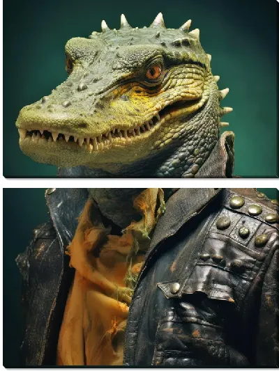 Модульная картина Крокодил в кожаной куртке