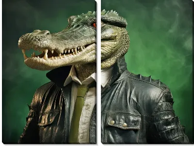 Модульная картина Крокодил в кожаной куртке №2