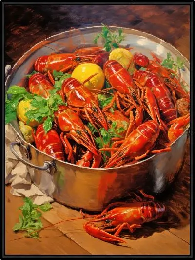 Картина Вареные раки в кастрюле
