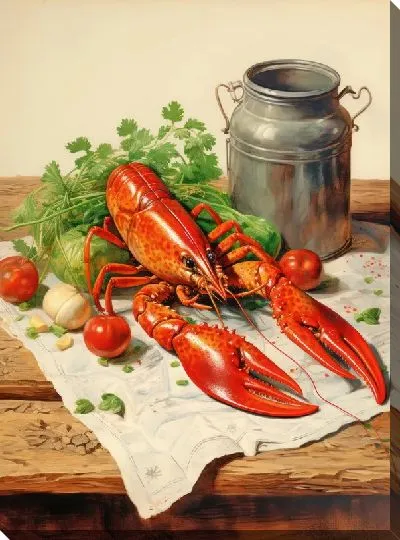 Картина маслом Рак и зелень