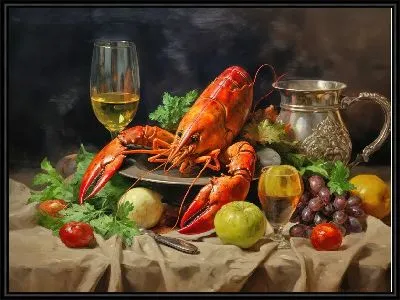 Рак и фрукты с вином