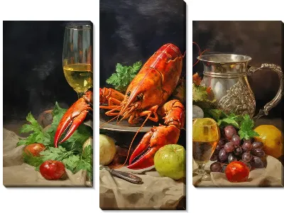 Рак и фрукты с вином