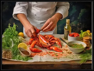 Приготовление рака поваром