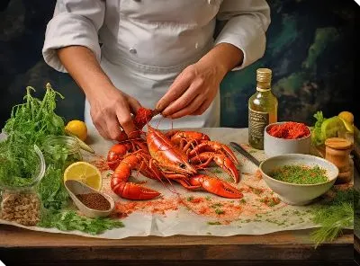 Приготовление рака поваром