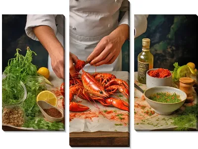 Приготовление рака поваром