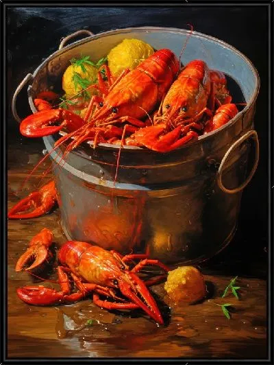 Картина Вареные раки в ведре