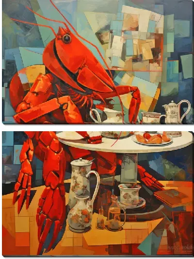 Модульная картина Рак в стиле арт №10