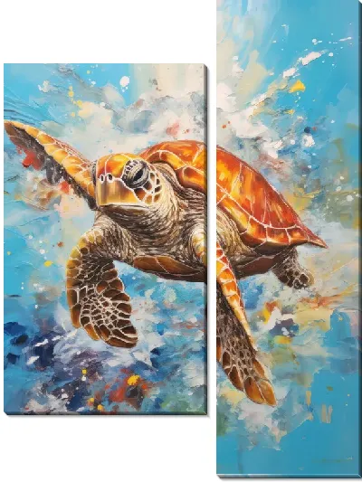 Модульная картина Черепаха в стиле арт №2