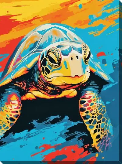 Картина маслом Черепаха в стиле поп арт №1