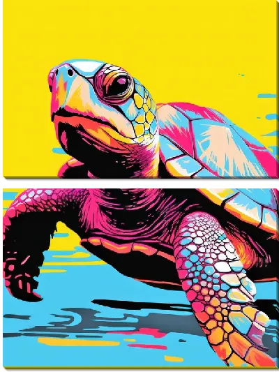 Модульная картина Черепаха в стиле поп арт №2