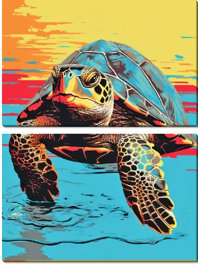 Модульная картина Черепаха в стиле поп арт №3