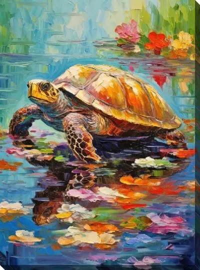 Картина маслом Черепаха в стиле арт №11