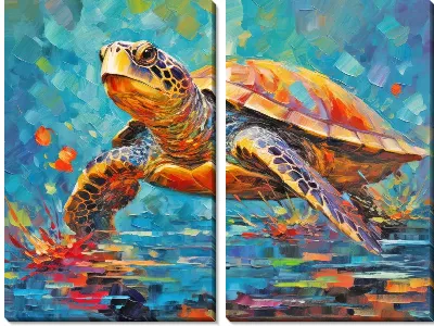 Модульная картина Черепаха в стиле арт №13