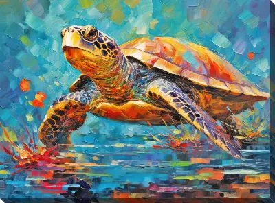 Картина маслом Черепаха в стиле арт №13