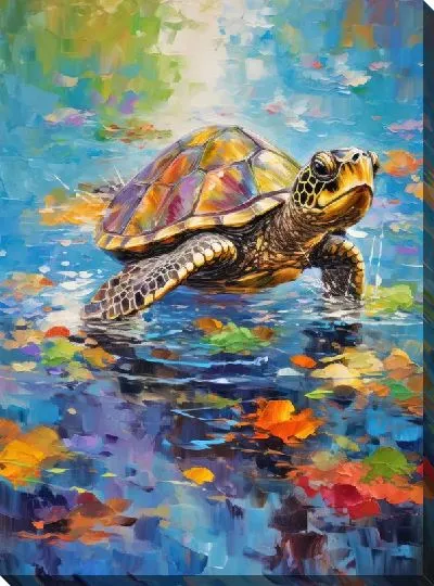 Картина маслом Черепаха в стиле арт №15