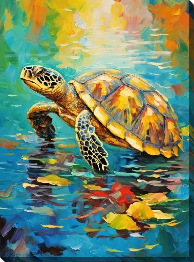 Картина маслом Черепаха в стиле арт №16