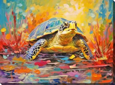 Картина маслом Черепаха в стиле арт №17