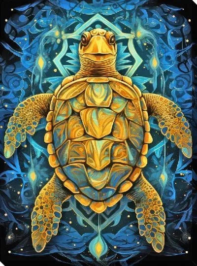 Картина маслом Черепаха в стиле арт №18