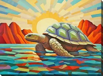 Картина маслом Черепаха в стиле арт №19