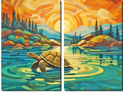 Модульная картина Черепаха в стиле арт №20