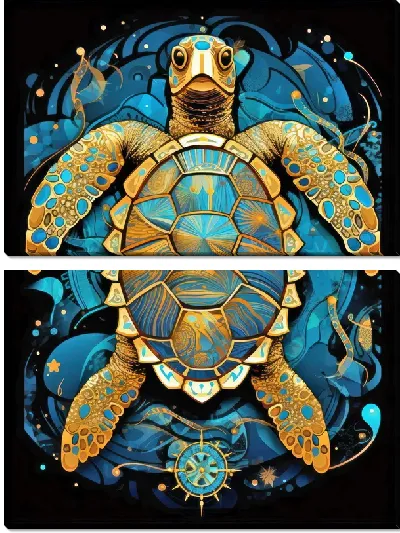 Модульная картина Черепаха в стиле арт №21