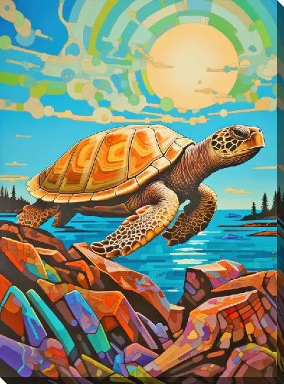 Картина маслом Черепаха в стиле арт №23