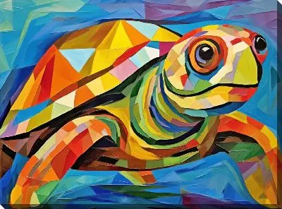 Картина маслом Черепаха в стиле арт №24